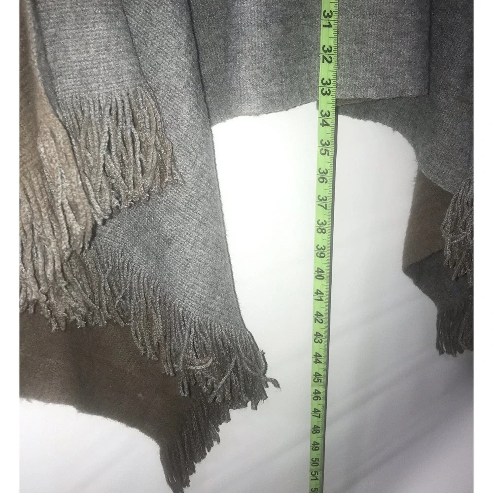 Ralph Lauren LRL Poncho Women's Brown‎ Faux Fur Cape One Size Shawl Fringe $118